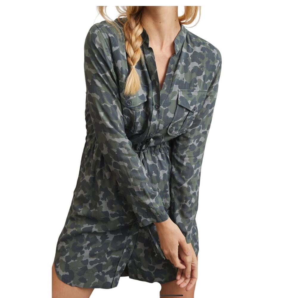 Anthropologie- Cloth & Stone Nina Camo Mini Shirtdress